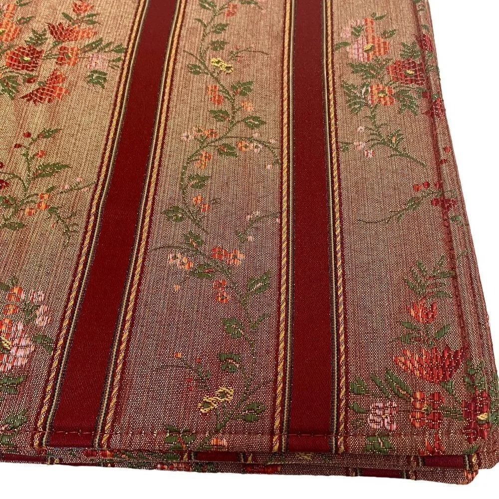 Patricia Spratt Tapestry Floral Placemats Set of 4 Brown Red Reversible NWT